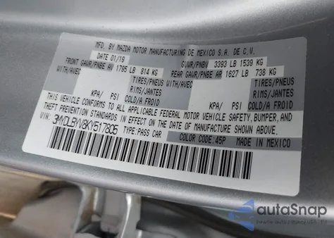 2019 Toyota Yaris Le из США, поврежденный, VIN 3MYDLBYV8KY517805